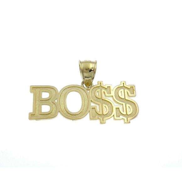 Real 10k Yellow Gold BOSS Pendant Dollar Sign - Picture 1 of 4